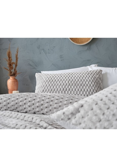 Doqu Petek Battaniye Seti Çift Kişilik Gri Diğer