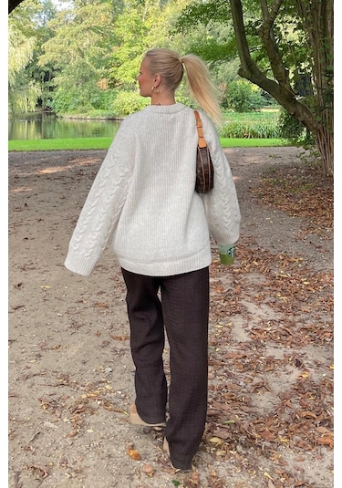 Madmext Ekru Bisiklet Yaka Örme Triko Kazak Mg2009-ekru Ekru