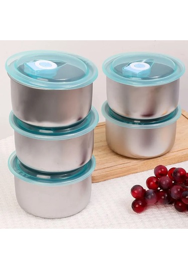 Geeroyoo Paslanmaz Çelik Kapaklı Hava Geçirmez Saklama Kabı - 500ml, Yemek Tazeliği Ve Organizasyon İçin İdeal Gümüş