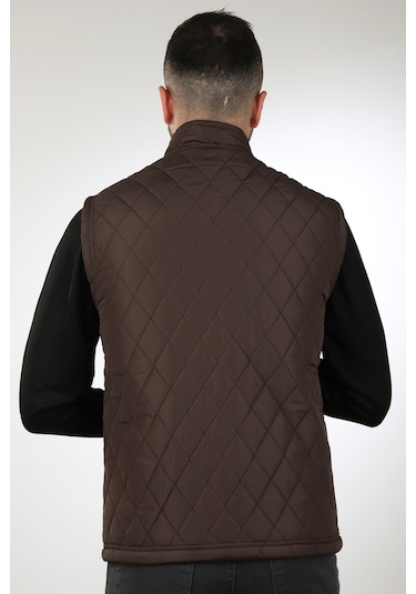 Neowit Erkek Kahve Içi Polarlı Rahat Kalıp Kapitone Şişme Yelek Kahverengi