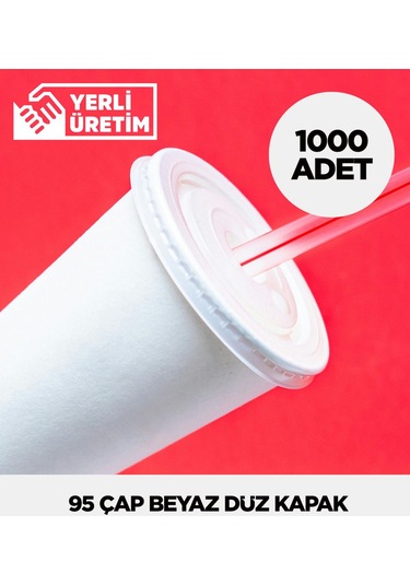 95 Çap Düz Kapak 1.000 Adet Beyaz