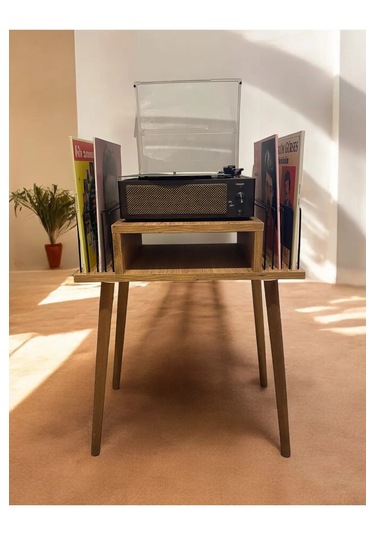 Plak Ve Pikap Sehpası 2 Li Atlantik Çam Ahşap Ayaklı