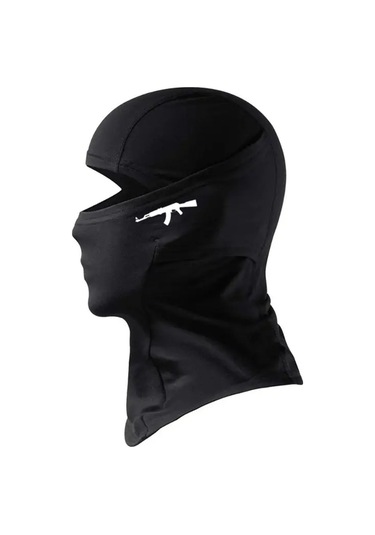 Flex Siyah Kar Maskesi Ak 47 Model 2 Balaklava Kask Motor Drill Ünisex Kış