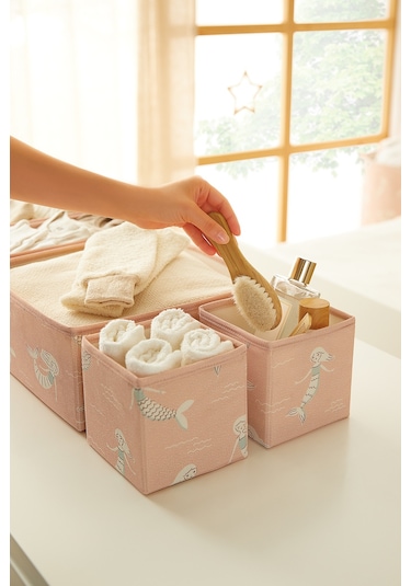 Ocean Home Textile 6'lı Çocuk Odası Deniz Kızı Çekmece İçi Düzenleyici Kutu