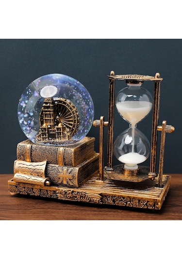 Dekoratif Kar Küresi Ve Kum Saati Gold