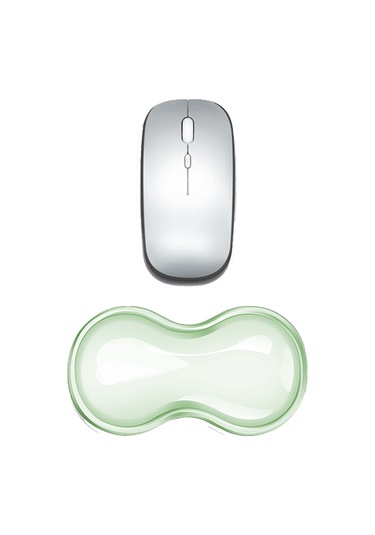 Soğuk Silikon Klavye Bilek Desteği Mouse Pad Bilek Yorgunluğunu Giderir, Özellik: Küçük Yeşil