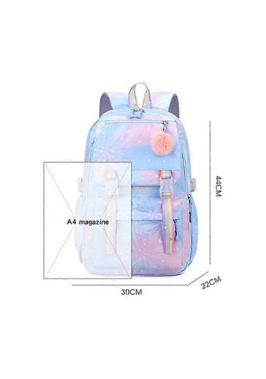 Stitch Kız Çocuk Okul Çantası Büyük Kapasiteli Stitch Sırt Çantası Günlük Pembe, Çok Renkli A Diğer