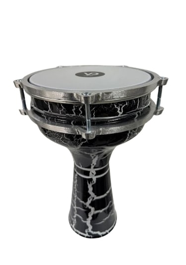 Vatan Darbuka 5 Numara Çatlak Boyalı Siyah - Beyaz Desenli