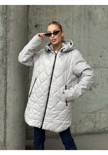 Kadın Kapitone Şişme Mont Taş