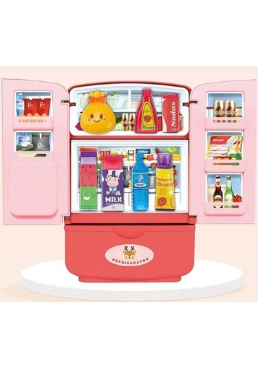 Symbee Çocuklar İçin Eğlenceli Ve Eğitici Pembe Çift Kapılı Buzdolabı Oyuncağı, 3 Yaş Üstü İçin Uygun, Abs Malzeme.
