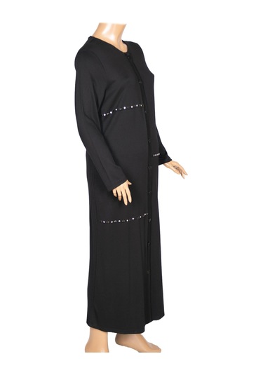 New Shine Kadın Kutlu Büyük Beden Çelikli Yan Cepli Siyah Kap Ceket Siyah