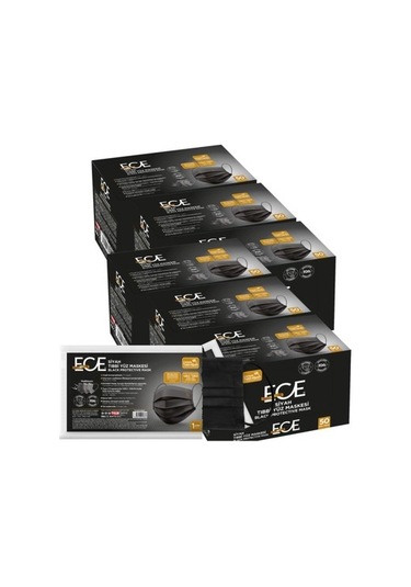 Ece Full Ultrasonik Tek Paketli Meltblownlu Maske 300 Adet Siyah