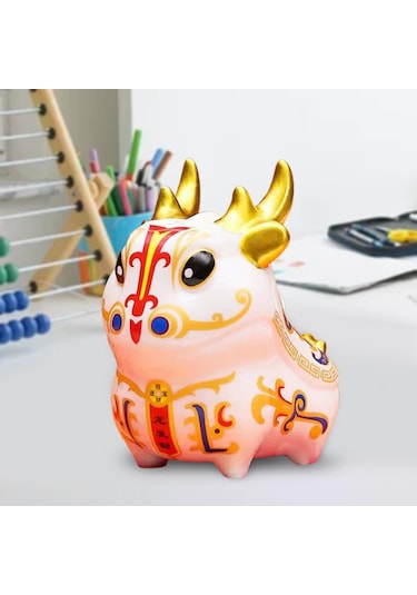 Homyl Porselen Çin Yılı Ejderha Figürleri Teneke Kutu Beyaz Beyaz