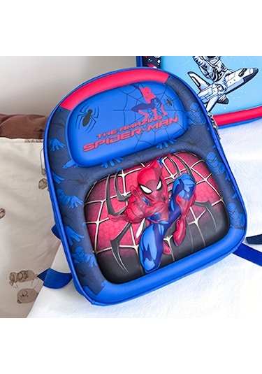 Tcherchı Erkekler Ve Kızlar İçin Hafif Süper Kahraman Tasarımlı Sırt Çantası Mavi