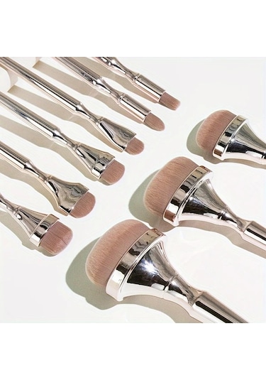 Honeybeeshop 9 Parça Sarhoş Altın Makyaj Fırça Seti Yumuşak Kıllar Pudra Allık Fondöten Tüm Ciltler