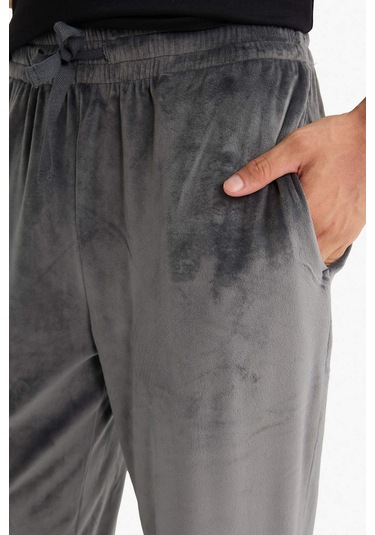 Defacto Regular Fit Cepli Kadife Pijama Altı F4672ax25wnar138 Antrasit