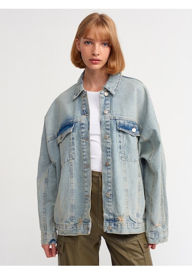 Dilvin Yarasa Kol Kar Yıkama Mont  Mavi