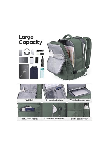 Fosenze 45l Genişletilebilir Laptop Çantası - Büyük Kapasiteli Seyahat Ve İş Çantası, 17 İnç Laptop Bölmesi İle Diğer