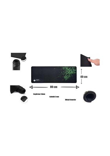 Appa Razer 1 Goliathus Oyuncu Mouse Pad 80X40 Cm Kaymaz Dikişli