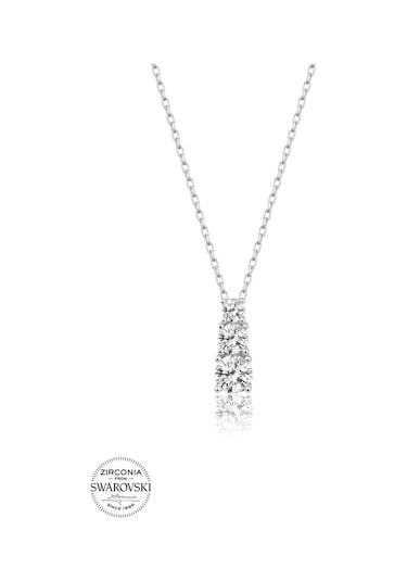 Union Swarovski Zirconia Kadın Üçtaş Gümüş Kolye Gümüş