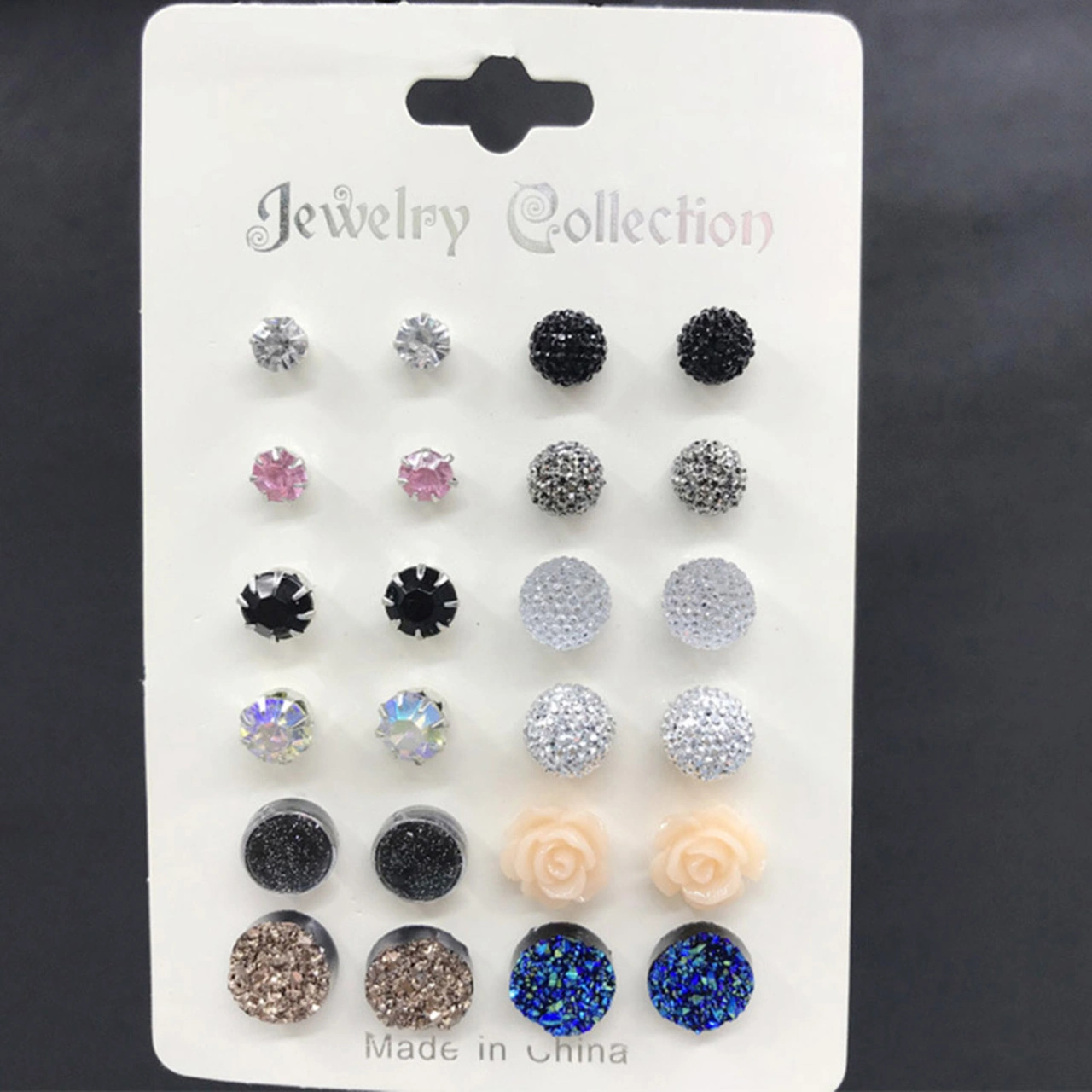 Lemestar 12 Çift Renkli Taşlı Metal Küpe Seti - Zirve Tarz Ve Güzellik İçin Sade Stüdyo Accessuarı 8-12mm Diğer