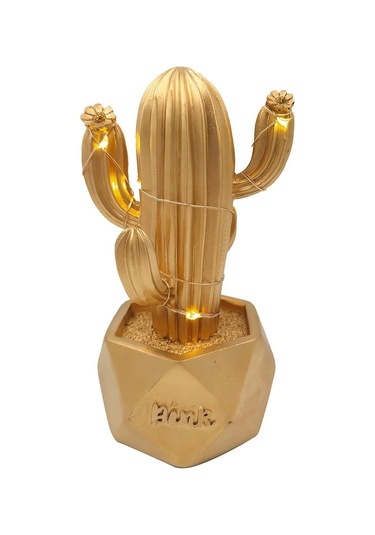Led Işıklı Sevimli Kaktüs Dekoratif Masa Lambası Mini Biblo Gece Lambası-gold 5365 Çok Renkli