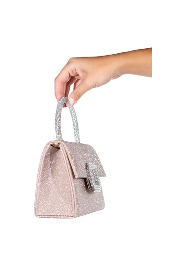 Valeria Altın Simli Taşlı Kadın El Çantası Altın