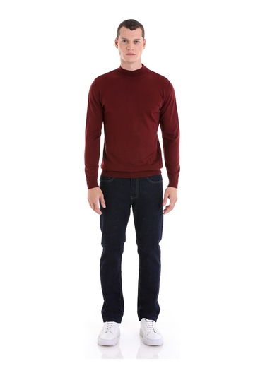 Hatemoğlu Kiremit Regular Fit Düz Yarım Balıkçı Yaka Yünlü Triko Kazak Kiremit