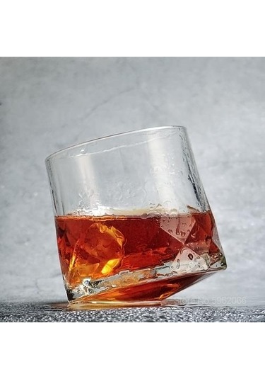 1 Adet Eski Moda Viski Kaya Cam Elmas Kalın Ağır Komik Döndür Viski Tumbler Xo Bira Gözlük Şarap Bardak Eski Moda Cam Altın