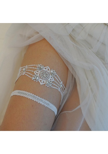 Suntek Parti Sahne Kadınlar Için Rhinestones Ile 2 Adet 42-50cm Beyaz