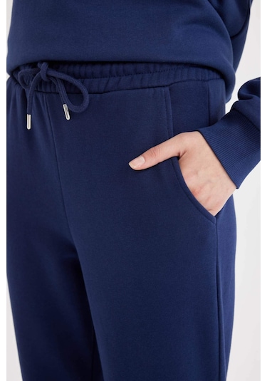 Defacto Beli Paçası Lastikli Bağcıklı Cepli Kalın Jogger Eşofman Altı V2700AZ24WNNV42 Lacivert