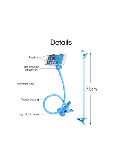Padalink 360 Derece Ayarlanabilir Cep Telefonu Tutucu - Evde Canlı Yayın, Video Konuşma İçin Evrensel, Kaymazsız, Hafif Ve Taşınabilir Mavi
