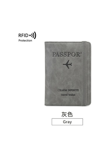Yifomall Gri Rfıd Anti-kaçırma Pasaport Çantası - Aşı Kartı, Bilet, Belgeler İçin Çok Fonksiyonlu Seyahat Belge Çantası