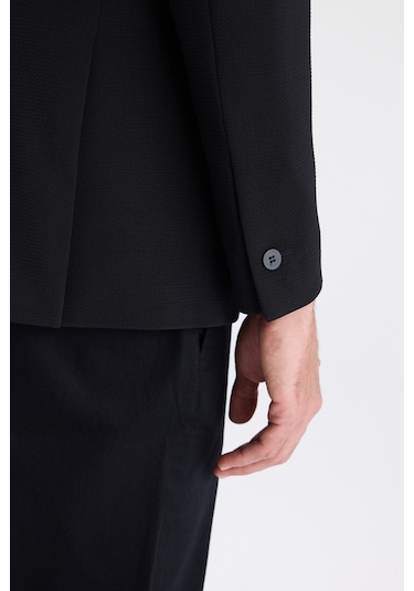 Twn Slim Fit Siyah Armürlü Kumaş Ceket 6ec04bb01474m Çok Renkli