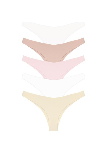 Basic İz Yapmayan Lazer Kesim Brezilya Külot 5'li Paket Renkli-11 Çok Renkli