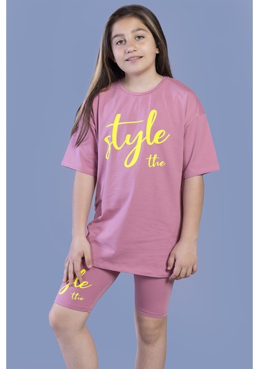 Toontoy Kız Çocuk Baskılı Taytlı Takım Gül Kurusu Gülkurusu