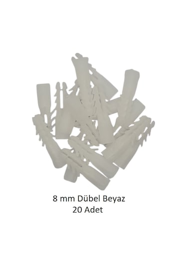 Dübel, 8 Mm Beyaz Dübel, 20 Adet