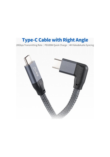 Ximistore9 Gri 0.5m Usb3.2 Type-c Erkek-erkek Döner Kablosu: Pd100w Hızlı Şarj, 4k Ses-video Ve 20gbps Aktarım, Thunderbolt3 Uyumlu
