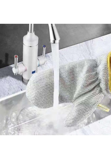 2 Adet Bulaşık Yıkama Eldiveni Çok Fonksiyonlu Çelik Tel Temizlik Eldiveni Su Geçirmez Ev Eldivenleri Mutfak İçin