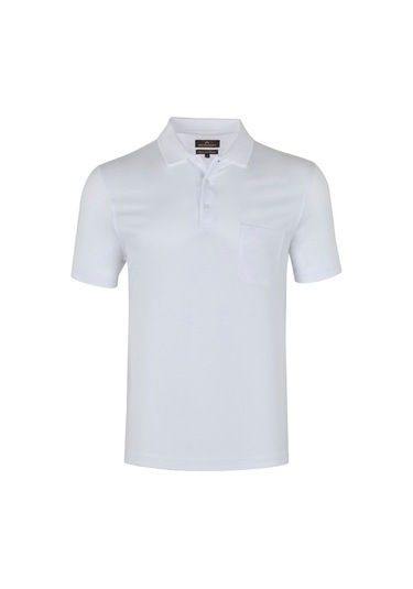 Classıc Kısa Kollu Mercerize Regular Erkek Polo Yaka Tshırt Beyaz