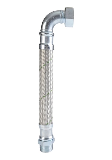 1" 16 Bar Paslanmaz Örgülü Hidrofor Hortumu Dirsekli Flex Hortum Rakor & Nipel 150 Cm