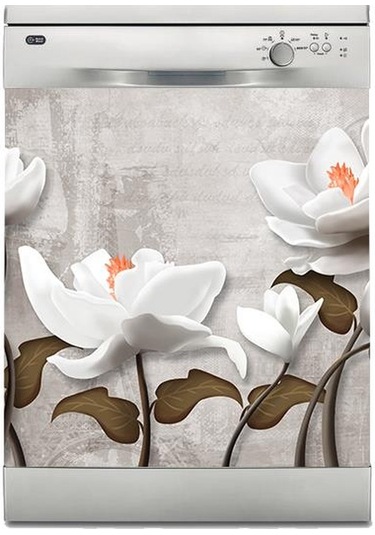 Bulaşık Makinesi Sticker Kaplama Beyaz Eşya Kaplama 3d Beyaz Manolya