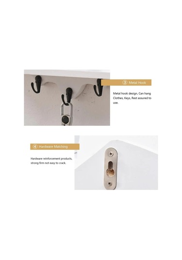 Sones Karikatür Yarasa Şekli Ahşap Duvara Monte Depolama Rafı Anahtarlık 35x17cm Beyaz