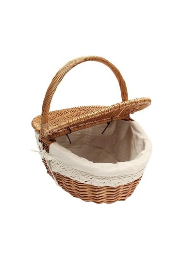 Handwoven Rattan Keten Bez Açık Piknik Sepeti Sepet Kamp Bağbozumu Depolama Sepeti Alışveriş Tutucu Kapak Gıda Konteyner İle Piknik Çantaları 2