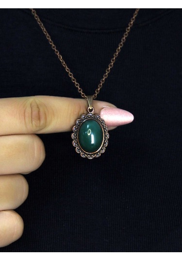 Doğal Taş Yeşil Akik Doğal Taşlı Kadın Doğal Taş Otantik Kolye Euk27bya Yeşil