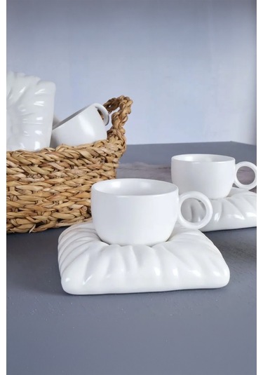 Arow Tr-2951 Beyaz 12 Parça 6 Kişilik Porselen Kahve Fincan Takımı