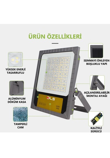 200W Led Projektör Park Bahçe Çevre Site Bina Tabela Dış Mekan Led Lamba