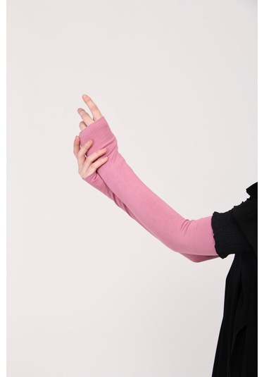 Parmak Geçmeli 45cm Likralı Penye Kolluk 1 Çift Pembe