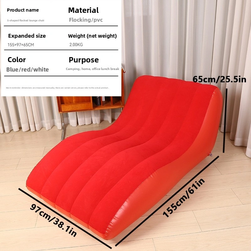 Şişme Lazım Koltuk Ayaklı Set Katlanır Peluş Pvc Salon Şezlong Seti Büyük Kırmızı Şezlong 116 98 83 Cm 1,8 Kg Kırmızı