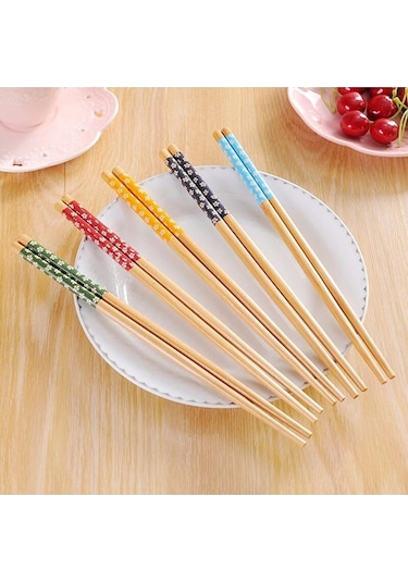 Baysa 5 Çift Bambu Sushi-fettucini Chopsticks Yemek Çubuğu Çoklu